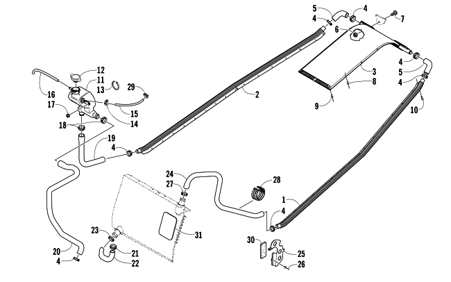 Parts Diagram for Arctic Cat 2005 SABERCAT 600 EFI SNOWMOBILE COOLING ASSEMBLY