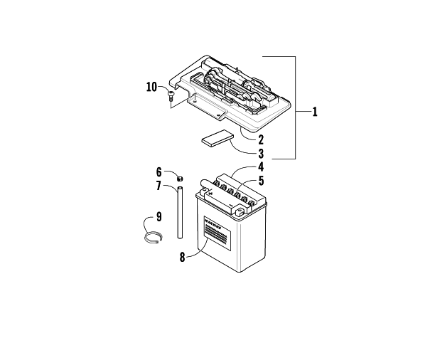 Parts Diagram for Arctic Cat 2005 500 AUTOMATIC TRANSMISSION 4X4 FIS LE ATV BATTERY ASSEMBLY