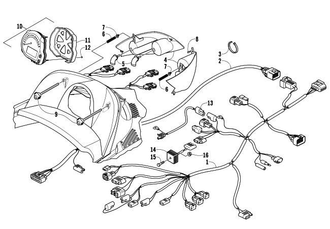 Parts Diagram for Arctic Cat 2005 FIRECAT 500 SNOWMOBILE HEADLIGHT, INSTRUMENTS, AND WIRING ASSEMBLIES