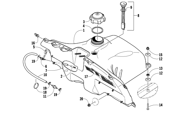 Parts Diagram for Arctic Cat 2005 FIRECAT 700 SNO PRO SNOWMOBILE GAS TANK ASSEMBLY