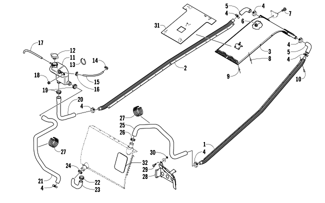 Parts Diagram for Arctic Cat 2005 FIRECAT 700 EFI SNOWMOBILE COOLING ASSEMBLY