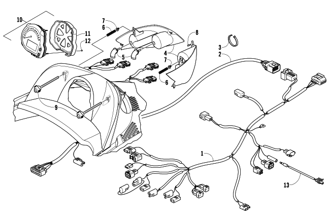 Parts Diagram for Arctic Cat 2005 SABERCAT 500 SNOWMOBILE HEADLIGHT, INSTRUMENTS, AND WIRING ASSEMBLIES