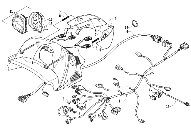 Parts Diagram for Arctic Cat 2005 SABERCAT 500 LX SNOWMOBILE HEADLIGHT, INSTRUMENTS, AND WIRING ASSEMBLIES