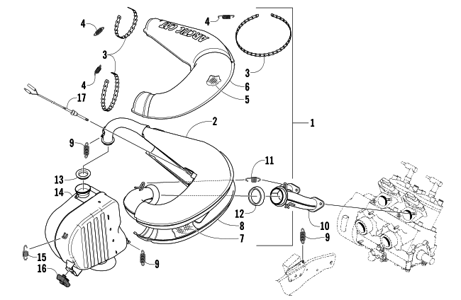Parts Diagram for Arctic Cat 2005 FIRECAT 500 SNO PRO SNOWMOBILE EXHAUST ASSEMBLY