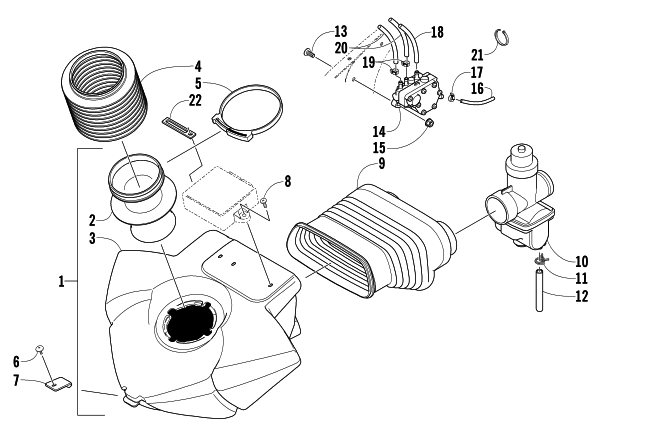 Parts Diagram for Arctic Cat 2005 SABERCAT 500 LX SNOWMOBILE AIR SILENCER ASSEMBLY