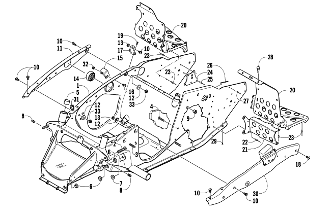 Parts Diagram for Arctic Cat 2005 FIRECAT 700 SNOWMOBILE FRONT FRAME AND FOOTREST ASSEMBLY