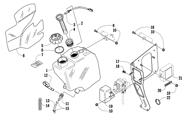 Parts Diagram for Arctic Cat 2005 ZR 900 EFI SNO PRO SNOWMOBILE OIL TANK ASSEMBLY