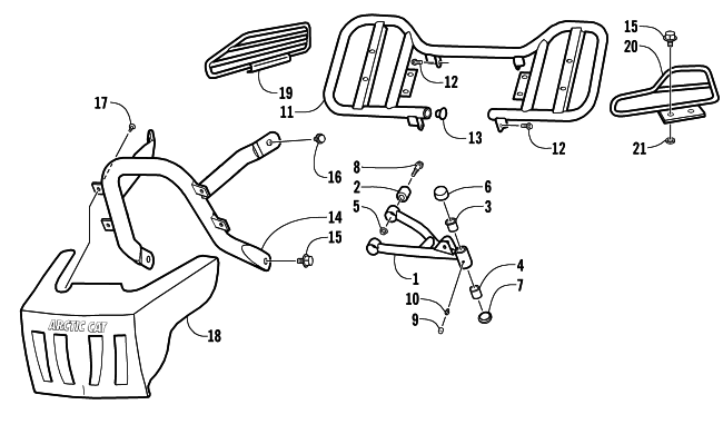 Parts Diagram for Arctic Cat 2005 50 Y-6 YOUTH ATV A-ARM, FLOOR PANEL, AND BUMPER ASSEMBLY