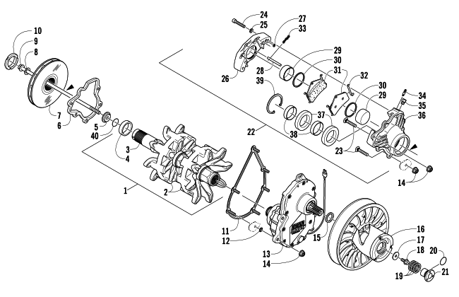 Parts Diagram for Arctic Cat 2005 M7 EFI 153 SNOWMOBILE DRIVE TRAIN SHAFTS AND BRAKE ASSEMBLIES