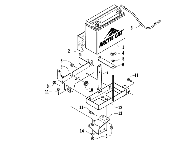 Parts Diagram for Arctic Cat 2006 BEARCAT WIDE TRACK SNOWMOBILE BATTERY ASSEMBLY