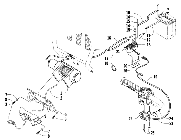 Parts Diagram for Arctic Cat 2005 400 AUTOMATIC TRANSMISSION 4X4 FIS LE GM ATV WINCH ASSEMBLY