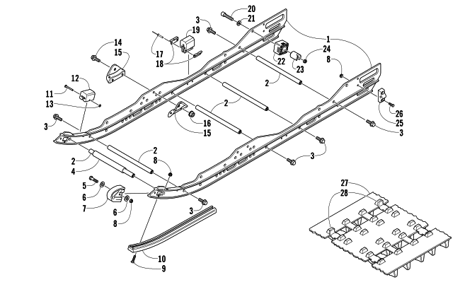 Parts Diagram for Arctic Cat 2005 FIRECAT 600 EFI SNOWMOBILE SLIDE RAIL AND TRACK ASSEMBLY