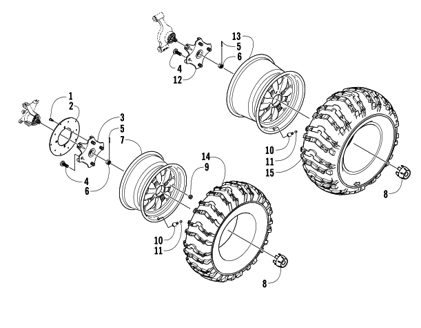 Parts Diagram for Arctic Cat 2005 400 AUTOMATIC TRANSMISSION 4X4 FIS LE ATV WHEEL AND TIRE ASSEMBLY