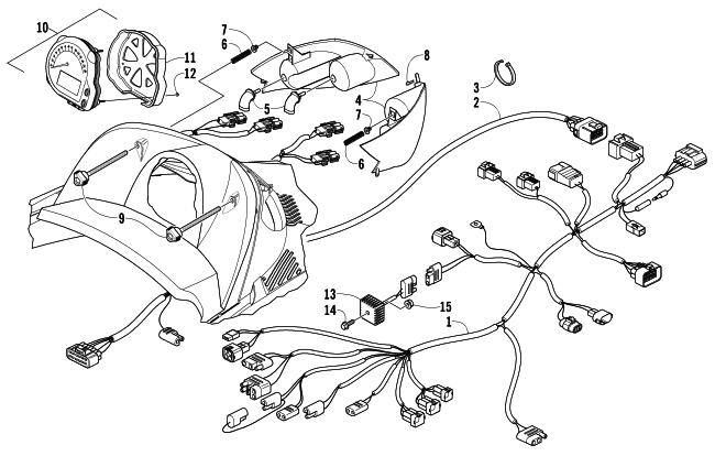 Parts Diagram for Arctic Cat 2005 FIRECAT 600 EFI EXT SNOWMOBILE HEADLIGHT, INSTRUMENTS, AND WIRING ASSEMBLIES