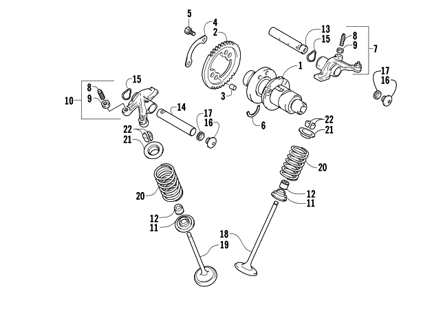 Parts Diagram for Arctic Cat 2005 400 AUTOMATIC TRANSMISSION 4X4 ATV CAMSHAFT/VALVE ASSEMBLY