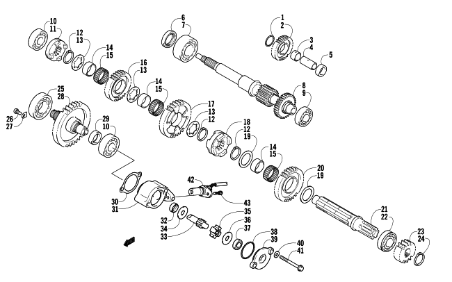 Parts Diagram for Arctic Cat 2005 400 AUTOMATIC TRANSMISSION 4X4 FIS LE GM ATV SECONDARY TRANSMISSION ASSEMBLY