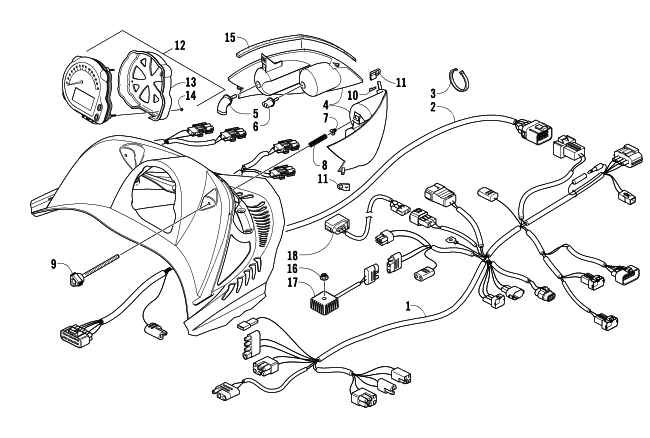 Parts Diagram for Arctic Cat 2005 M7 EFI 162 SNOWMOBILE HEADLIGHT, INSTRUMENTS, AND WIRING ASSEMBLIES