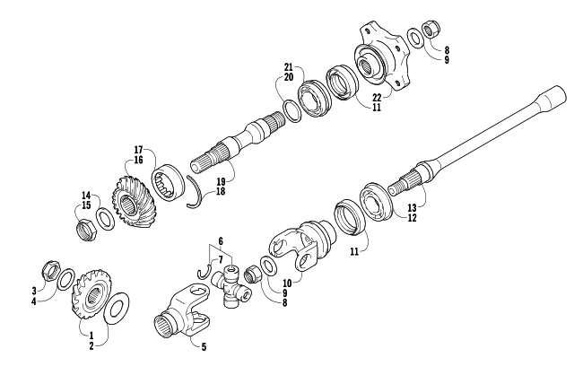 Parts Diagram for Arctic Cat 2005 400 AUTOMATIC TRANSMISSION 4X4 TBX ATV SECONDARY DRIVE ASSEMBLY