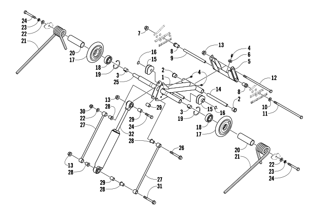 Parts Diagram for Arctic Cat 2005 FIRECAT 600 EFI SNOWMOBILE REAR SUSPENSION REAR ARM ASSEMBLY