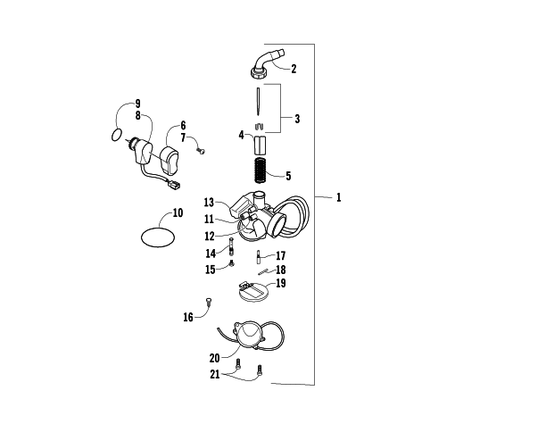 Parts Diagram for Arctic Cat 2004 90 Y-12 YOUTH 4-STROKE ATV CARBURETOR ASSEMBLY
