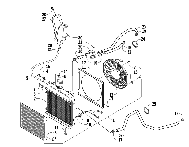 Parts Diagram for Arctic Cat 2006 650 V-TWIN AUTOMATIC TRANSMISSION 4X4 FIS ATV COOLING ASSEMBLY