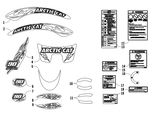 Parts Diagram for Arctic Cat 2005 90 Y-12 YOUTH ATV DECALS