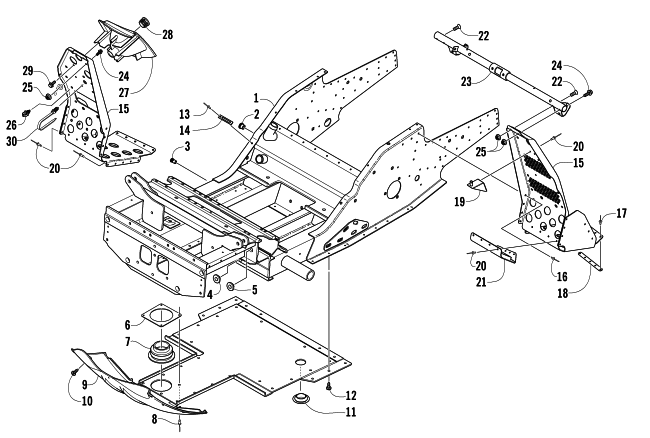 Parts Diagram for Arctic Cat 2006 PANTHER 660 TOURING SNOWMOBILE FRONT FRAME AND FOOTREST ASSEMBLY