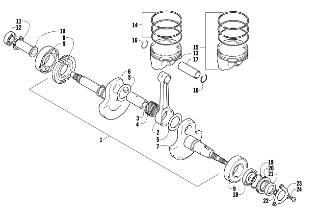 Parts Diagram for Arctic Cat 2008 400 MANUAL TRANSMISSION 4X4 FIS ATV CRANKSHAFT ASSEMBLY