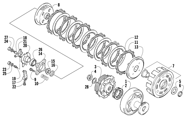 Parts Diagram for Arctic Cat 2006 400 MANUAL TRANSMISSION 4X4 FIS ATV CLUTCH ASSEMBLY
