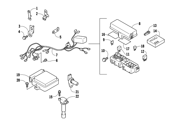 Parts Diagram for Arctic Cat 2005 BEARCAT WIDE TRACK SNOWMOBILE ELECTRICAL