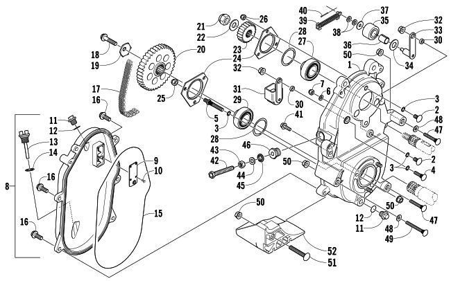 Parts Diagram for Arctic Cat 2006 Z 570 LX SNOWMOBILE DRIVE/DROPCASE ASSEMBLY