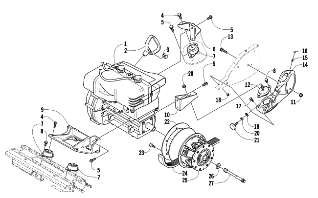 Parts Diagram for Arctic Cat 2005 BEARCAT 570 SNOWMOBILE ENGINE AND RELATED PARTS