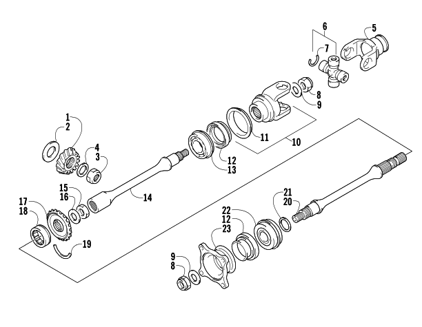 Parts Diagram for Arctic Cat 2005 400 MANUAL TRANSMISSION 4X4 FIS ATV SECONDARY DRIVE ASSEMBLY