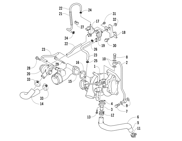 Parts Diagram for Arctic Cat 2005 T660 TURBO TOURING SNOWMOBILE TURBOCHARGER ASSEMBLY