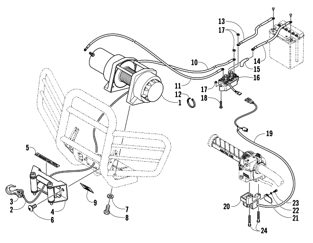 Parts Diagram for Arctic Cat 2005 650 V-2 4X4 FIS ATV WINCH ASSEMBLY