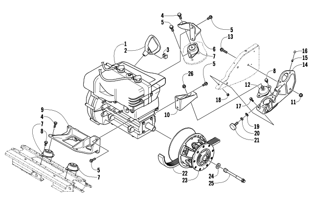 Parts Diagram for Arctic Cat 2005 PANTHER 570 SNOWMOBILE ENGINE AND RELATED PARTS