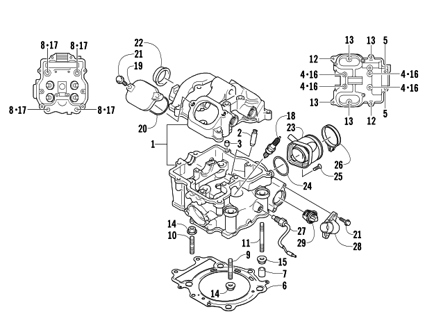 Parts Diagram for Arctic Cat 2006 650 H1 AUTOMATIC TRANSMISSION 4X4 SE CA ATV CYLINDER HEAD ASSEMBLY
