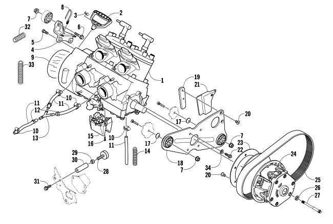 Parts Diagram for Arctic Cat 2005 M6 EFI 153 SNOWMOBILE ENGINE AND RELATED PARTS