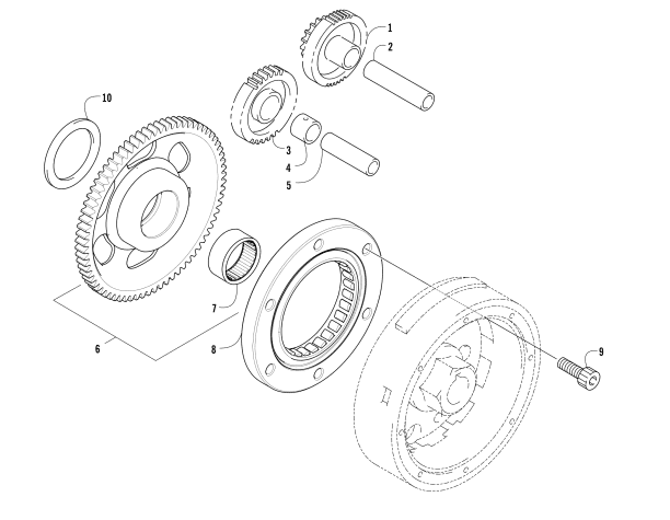 Parts Diagram for Arctic Cat 2010 650 4X4 AUTOMATIC MUD PRO ATV STARTER CLUTCH ASSEMBLY