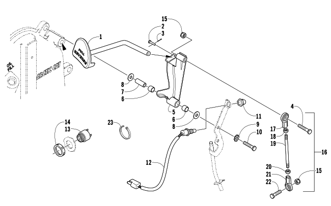 Parts Diagram for Arctic Cat 2005 FIRECAT 600 EFI R SNOWMOBILE REVERSE SHIFT LEVER ASSEMBLY