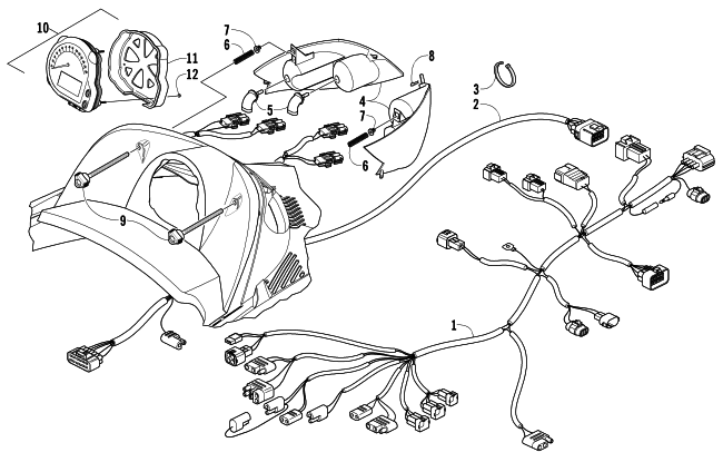 Parts Diagram for Arctic Cat 2005 FIRECAT 700 EFI R SNOWMOBILE HEADLIGHT, INSTRUMENTS, AND WIRING ASSEMBLIES