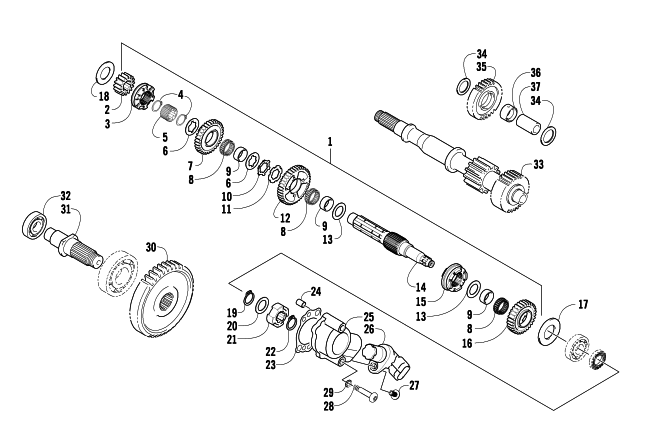 Parts Diagram for Arctic Cat 2006 PROWLER XT 650 H1 AUTOMATIC 4X4 ATV SECONDARY TRANSMISSION ASSEMBLY