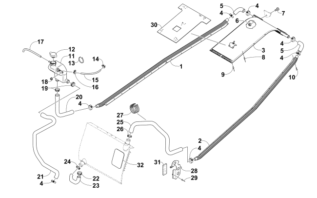 Parts Diagram for Arctic Cat 2005 FIRECAT 700 EFI R SNOWMOBILE COOLING ASSEMBLY