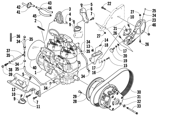 Parts Diagram for Arctic Cat 2005 KING CAT 900 EFI SNOWMOBILE ENGINE AND RELATED PARTS