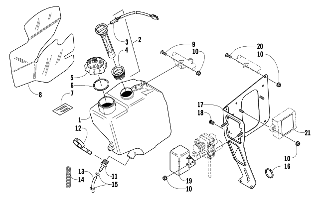 Parts Diagram for Arctic Cat 2005 KING CAT 900 EFI SNOWMOBILE OIL TANK ASSEMBLY