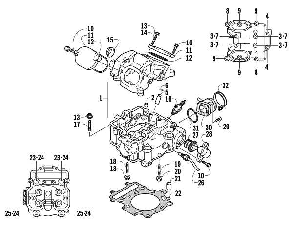 Parts Diagram for Arctic Cat 2005 500 MANUAL TRANSMISSION 4X4 FIS ATV CYLINDER HEAD ASSEMBLY