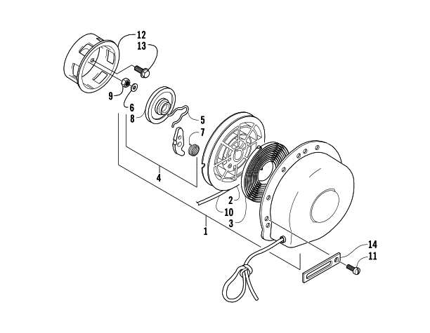 Parts Diagram for Arctic Cat 2005 KING CAT 900 SNOWMOBILE RECOIL STARTER