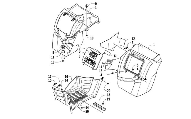 Parts Diagram for Arctic Cat 2005 400 AUTOMATIC TRANSMISSION 4X4 TBX ATV STORAGE BOX ASSEMBLY