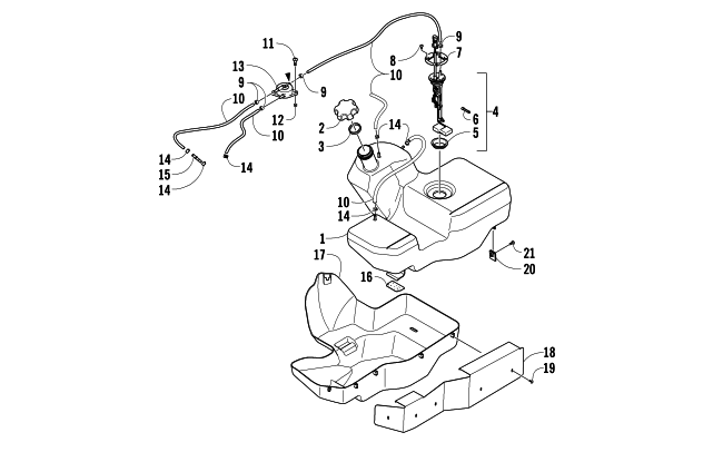 Parts Diagram for Arctic Cat 2005 400 AUTOMATIC TRANSMISSION 4X4 TBX ATV GAS TANK ASSEMBLY