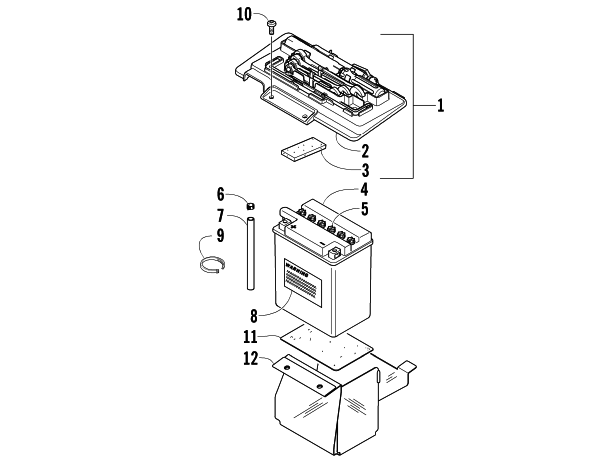 Parts Diagram for Arctic Cat 2005 500 AUTOMATIC TRANSMISSION 4X4 TBX ATV BATTERY ASSEMBLY